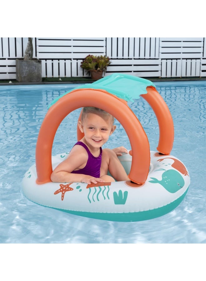 Bestway UV Care Comfort Plush Shaded Baby Boat Sea Animals 84X67cm, Outdoor & Indoor Relaxation & Play, Pool Baby Boats & Rafts, Soft Smooth Comfort Velvet-like Material - Image 3